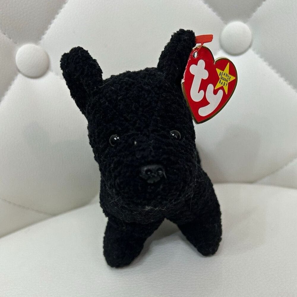 Ty Beanie Babies Scottie Black Dog Plush Stuffed Animal w/ Tag 1996 Vintage
